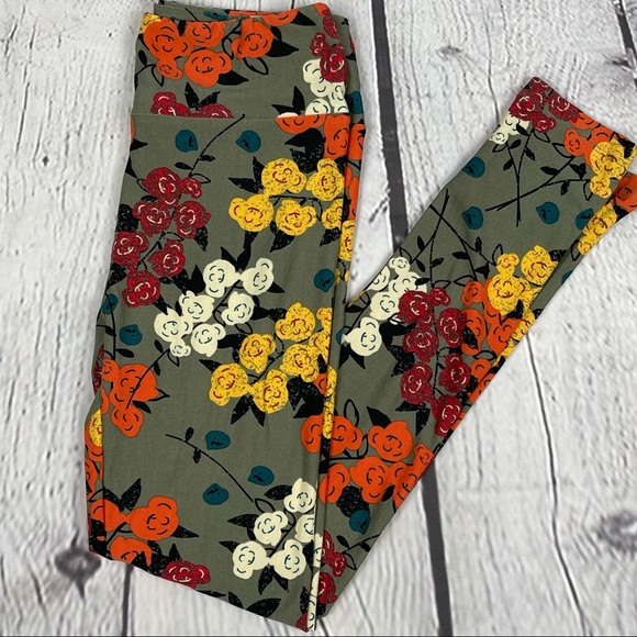 LuLaRoe women's stretch floral multicolor leggins - Picture 5 of 6